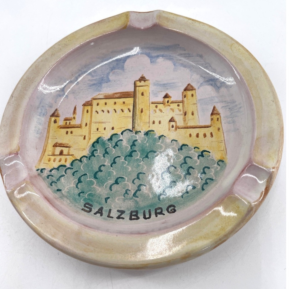 Gmundner Keramik Salzburg Hohensalzburg Fortress Ashtray Trinket Dish Signed